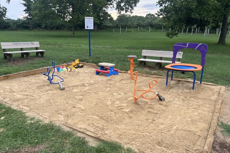 The sandpit, built by Ryan Leithead in collaboration with the township, would be moved under a proposed redesign of the 30-year-old playground, in an attempt to make the facilities more accessible.