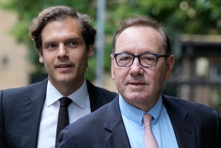 Kevin Spacey arrives at Southwark Crown Court for the start of his trial in London on Wednesday, June 28.