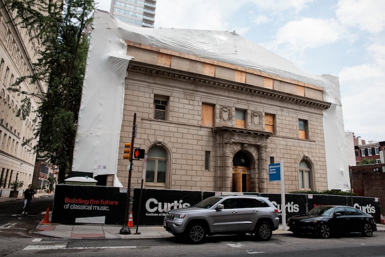 The exterior of the Curtis Institute Art Alliance building on Monday, July 27, 2026 in Philadelphia. The Art Alliance building was heavily damaged in a fire on July 4, 2025.