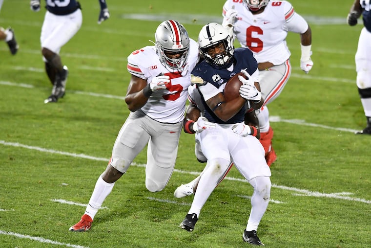 Penn State running back Devyn Ford received all eight carries at running back in Saturday's loss against Ohio State, but the Nittany Lions were held to 44 yards on 27 carries.