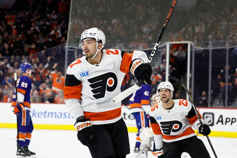 While Noah Cates has had an up-and-down season, he has stepped up recently for the Flyers.