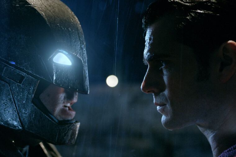 Ben Affleck, left, and Henry Cavill in a scene from "Batman v Superman: Dawn of Justice."
