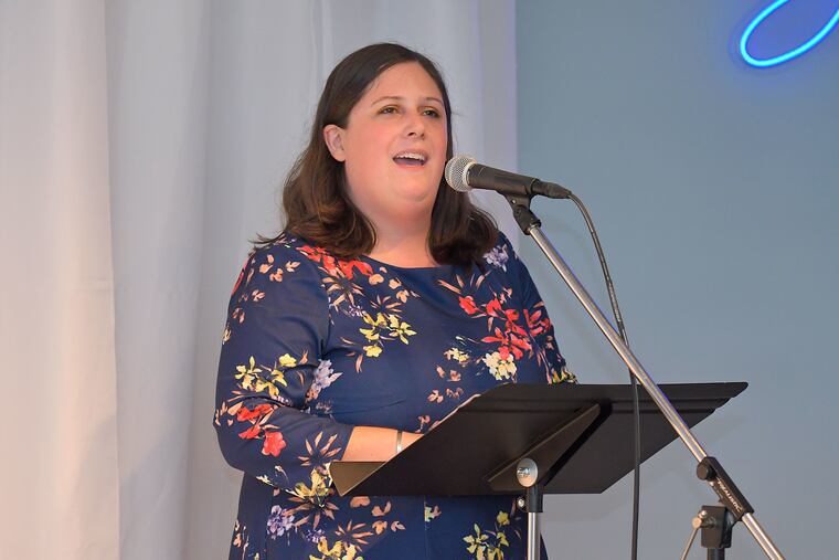 Rabbi Maya Glasser, a student in Gratz College's master's in antisemitism studies program, conducts a service at a Florida synagogue.