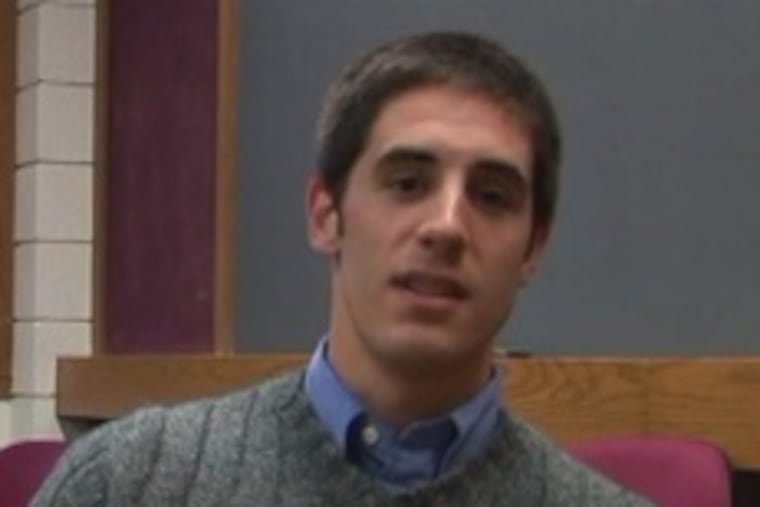 Scott Merrick, 22, a two-term state representative in New Hampshire, is interviewed.