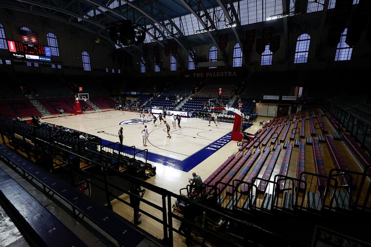 Penn takes on Brown with few spectators during an Ivy League game at the Palestra.