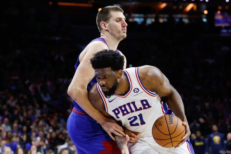 Sixers center Joel Embiid is out for Monday's matchup against the Nuggets' Nikola Jokic.