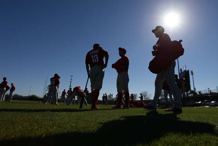 DAVID MAIALETTI / STAFF PHOTOGRAPHER It was a bright and sunshiny day yesterday for the Philadelphia Phillies training in Clearwater, Fla. ...