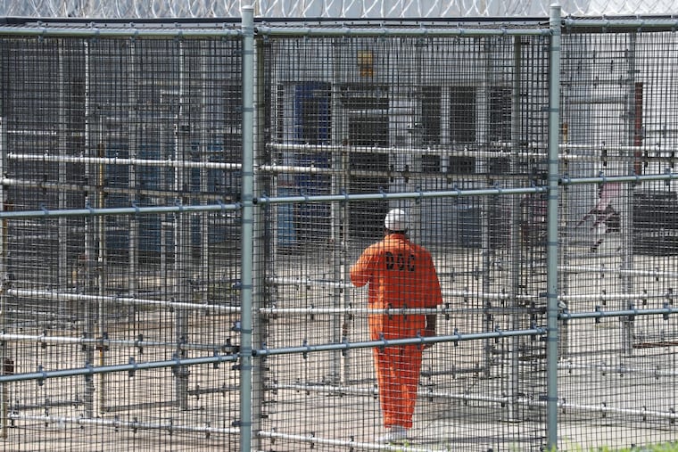 An inmate in a high-security yard at SCI Graterford. Last year, Graterford prisoners were moved to nearby SCI Phoenix.