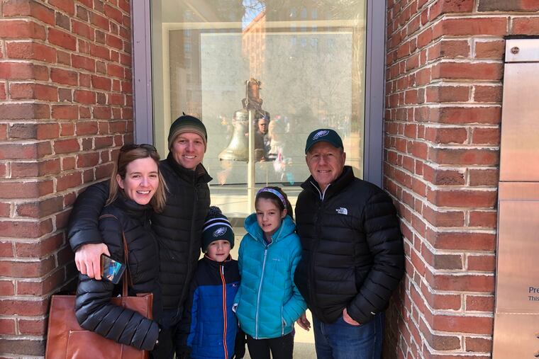 John Meehan (right) of Newtown, Pa., with his family (from left): Daughter-in-law Alison, son John, grandson Johnny, and granddaughter Lily.