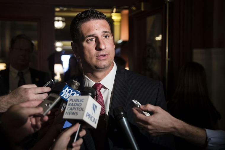 House Majority Leader Dave Reed (R., Indiana) speaks with the media in Harrisburg.