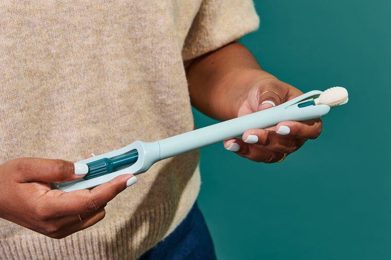 Teal Health’s Teal Wand self-collection device for at-home cervical cancer screening. (Nicole Morrison/Teal Health via AP)