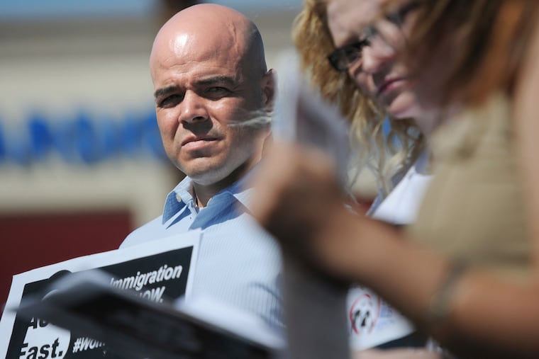 In this March 24, 2014 photo, Immigration Reform for Nevada supporter Robert Telles is seen during an event outside the office of U.S. Rep. Joe Heck, R-Nev., in protest of Congress' not taking action on comprehensive immigration reform.