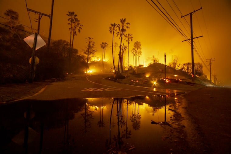 The Woolsey Fire burns above Malibu, Calif., on Nov. 10.