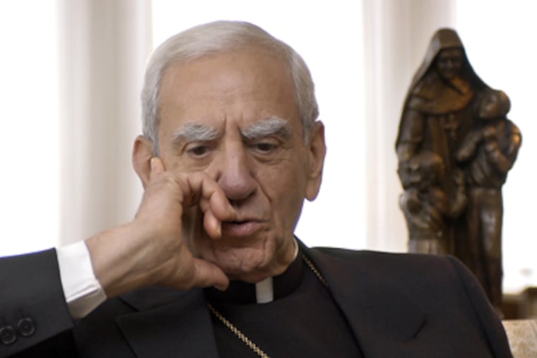 Cardinal Anthony J. Bevilacqua in 2003. Defense lawyers called him unfit and want testimony from closed hearing disallowed. (Eric Mencher / File)