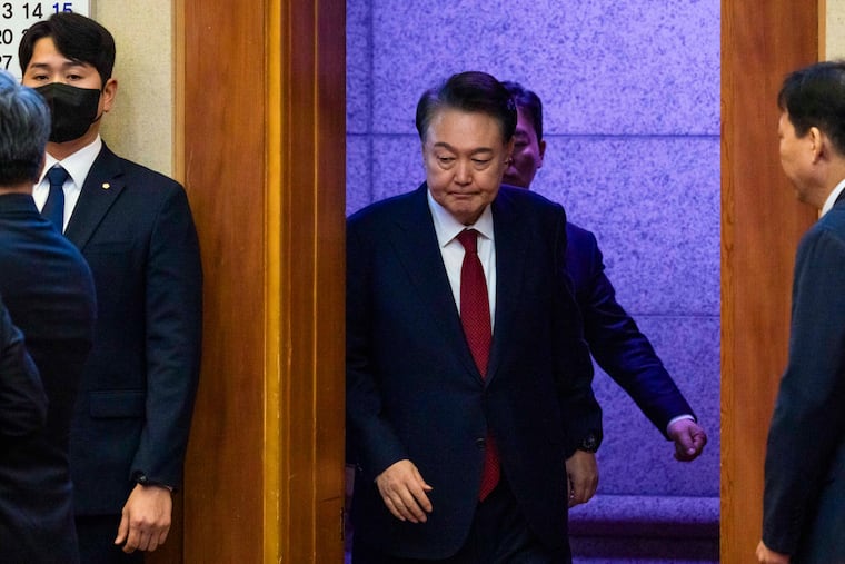 Yoon Suk Yeol, then South Korea's president, attends his impeachment trial in Seoul in February 2025.