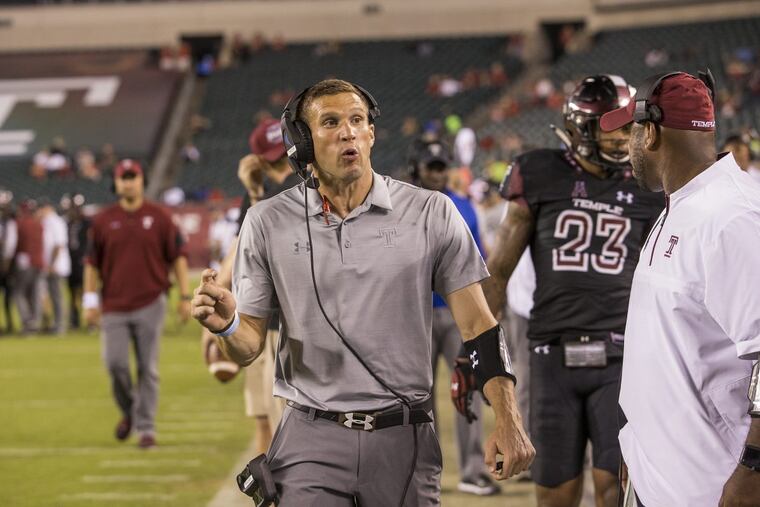 Andrew Thacker on the sideline during a Temple game this past season.