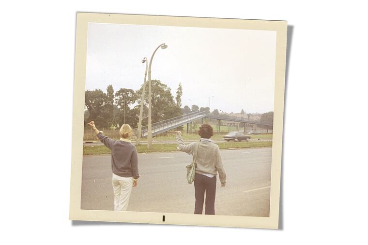 Americans hitchhiking across Europe in the summer of July 1969.
