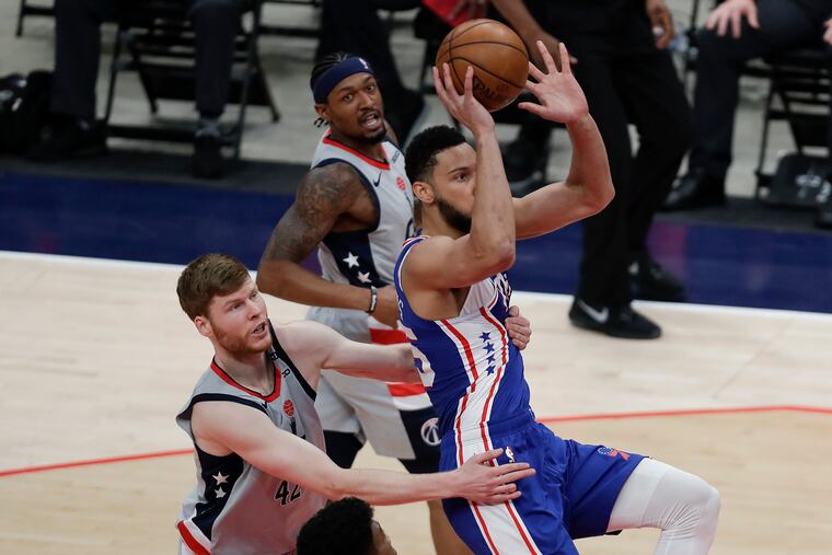 Sixers guard Ben Simmons made 5 of 11 free throws in Monday's loss to the Wizards.
