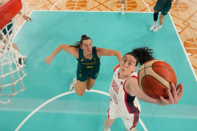 Breanna Stewart (10) shoots past Isobel Borlase on Friday. Stewart led all scorers with 16 points.