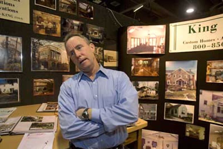 Tom King, a Bucks County builder at the Philadelphia Home Show, says his business has been good and that 2009 is shaping up to be a good year as well. (Ed Hille / Staff Photographer)
