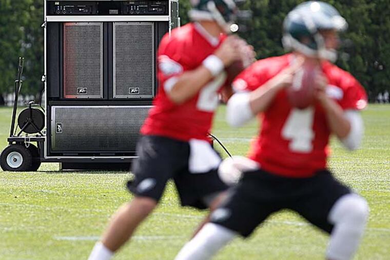 A loud, pulsating mix of music energized Chip Kelly's first practice. (David Maialetti/Staff Photographer)