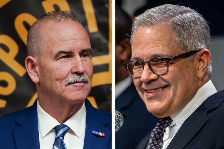 Former Municipal Court Judge Patrick Dugan, left, is challenging
incumbent District Attorney Larry Krasner in the May 20 primary.