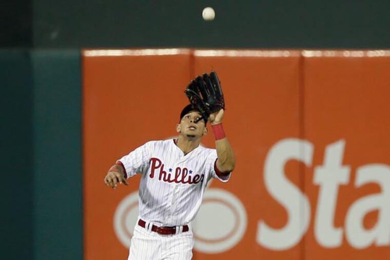 Cesar Hernandez in action during a baseball game against the Washington Nationals, Monday, Sept. 2, 2013, in Philadelphia. (Matt Slocum/AP)