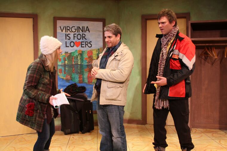 Sara Raimondi, Jesse Berstein, and Josh Carpenter in the Montgomery Theater production of "Handle with Care."