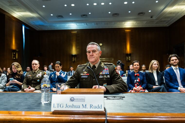 Then-Lt. Gen. Joshua M. Rudd testifies during a Senate Intelligence Committee hearing on Jan. 29.