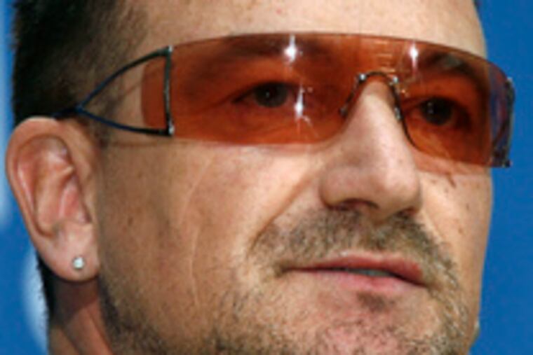 Bono called the honor "a great excuse to go back to Philadelphia," where in 2004 he launched an antipoverty campaign.