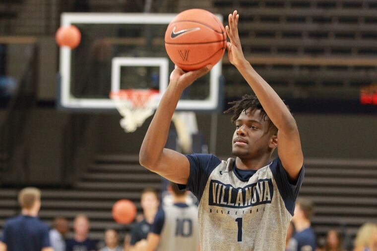 Bryan Antoine shooting before Villanova's blue-white scrimmage on Oct. 10.