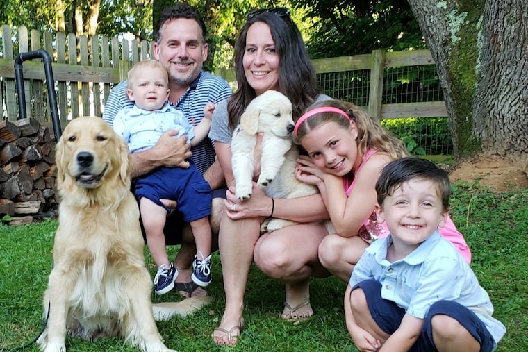 Kayden Mancuso (second from right), the 7-year-old girl who was found killed by her father, Jeffrey Mancuso, in his Manayunk home on Monday, Aug. 6, 2018, is pictured here with from left, her half-brother, Blake, 1; her stepfather, Brian Sherlock; her mother, Kathryn Sherlock; and her 3-year-old half-brother Kyler.