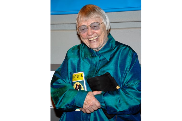 FILE - Actor Pat Carroll attends the Broadway opening of "The Little Mermaid," at the Lunt-Fontanne Theater, Thursday, Jan. 10, 2008, in New York. Carroll, a comedic television mainstay for decades, Emmy-winner for “Caesar’s Hour” and the voice Ursula in “The Little Mermaid,” died Saturday, July 30, 2022. She was 95. (AP Photo/Evan Agostini, File)