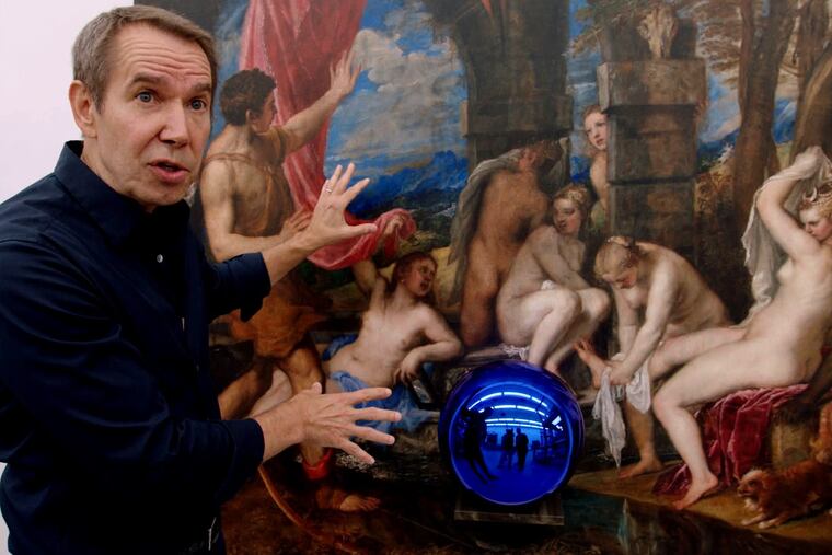 Artist Jeff Koons in front of one of his "Gazing Ball" paintings in The Price of Everything, directed by Nathaniel Kahn.