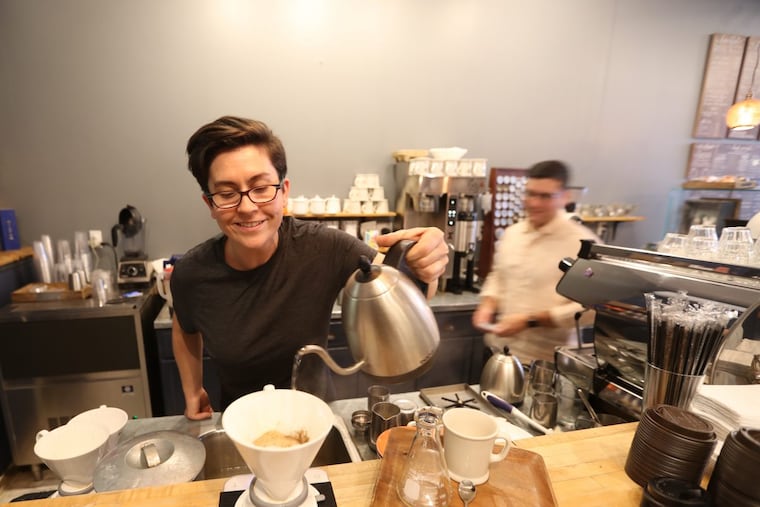 Barista Laura Czarnecki works at Philter in Kennett Square.