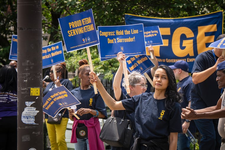 A rally of VA employees at the VA medical Center in West Philadelphia, June 05, 2025.