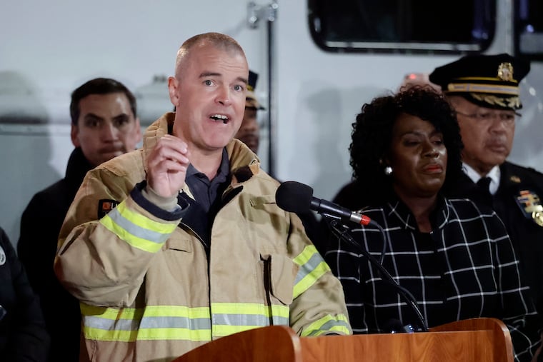 Philadelphia Managing Director Adam Thiel with Mayor Cherelle L. Parker on Thursday, April 9, 2026. Thiel is leaving his job in the administration.