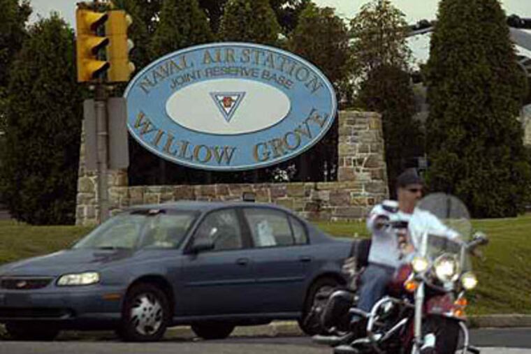 Slated for closure, the Willow Grove Naval Air Station's future is up in the air now that Gov. Rendell has changed course on a plan to make it a hub for emergency and defense services. (Tom Gralish / Staff Photographer)