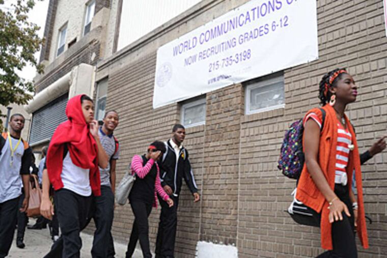 Among problems the district cited at World Communications is high student turnover. (Clem Murray/Staff Photographer)