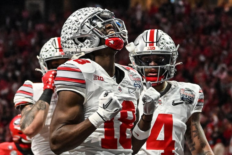 Former St. Joe's Prep wideout Marvin Harrison Jr. (18) is in the conversation for the coveted Heisman Trophy as he heads into his junior year at Ohio State.