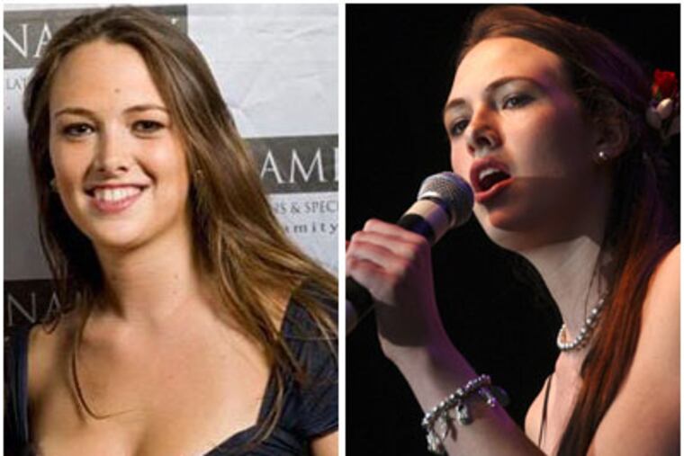 Claire Fuller, at 23-year-old Temple student made it through to California on America Idol's season debut last night. Left, from a Germantown Friends School Facebook page. Right, from a 2003 Inquirer article.