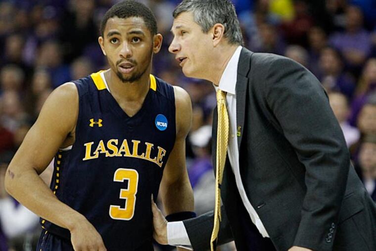 LaSalle head coach Dr. John Giannini and Tyreek Duren. (Ron Cortes/Staff file photo)