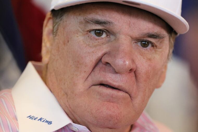 Pete Rose, speaking here after it was announced that he would be inducted into the Reds Hall of Fame, won’t have a spot on the Phillies Wall of Fame anytime soon.