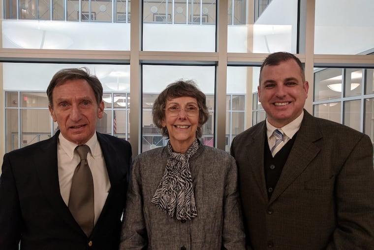 Three of the Pennsylvania voters bringing the gerrymandering challenge. From left, Robert Smith, 73, of Bear Creek; Elizabeth Lawn, 71, of Chester; and Bill Marx, 41, of Westmoreland County.