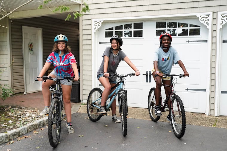 Anisa, 11; Sandrine, 14; and Nadira, 14 during a Fresh Air Fund Friendly Towns visit in Middletown, N.J.