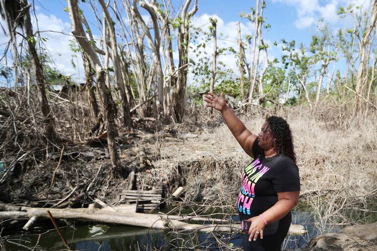 Covalys Roman describes the canal that flooded her property in Florida, Puerto Rico.