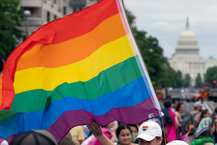 participateparticipant in a rally in support of the LGBTQIA+ community at Freedom Plaza, Saturday, June 12, 2021, in Washington.