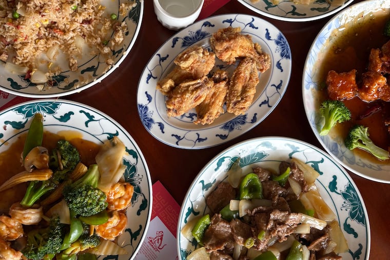 An entirely gluten-free Cantonese feast is served at China Sea of Absecon, including, clockwise from top left, fried rice, beef chow fun, General Tso's chicken, pepper steak and Hunan shrimp.