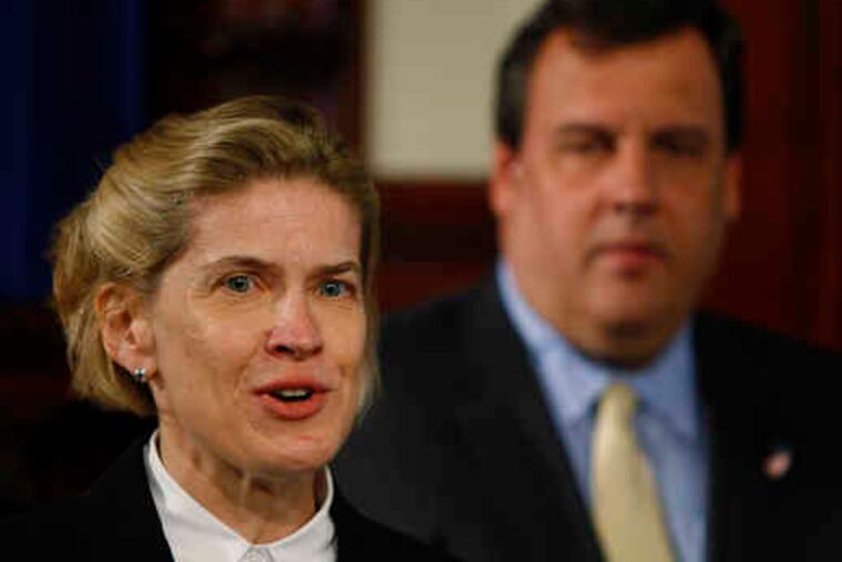 Anne M. Patterson speaks after Gov. Christie announced her nomination in Trenton. She has primarily represented business concerns in class actions and corporate litigation and appeals.