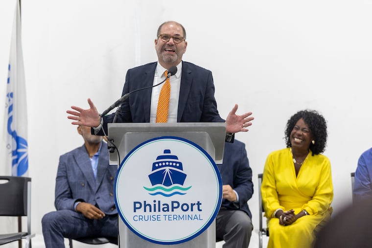 Dan Farkas, executive vice president with Norwegian Cruise Line Holdings, speaks on the opening of a new terminal for PhilaPort Cruise Terminal on Thursday.